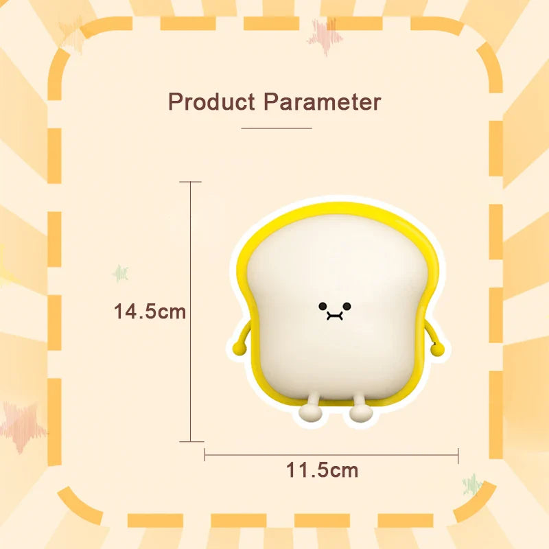 Toast Bread LED Night Light β Touch Sensor Silicone USB Lamp with Phone Holder π