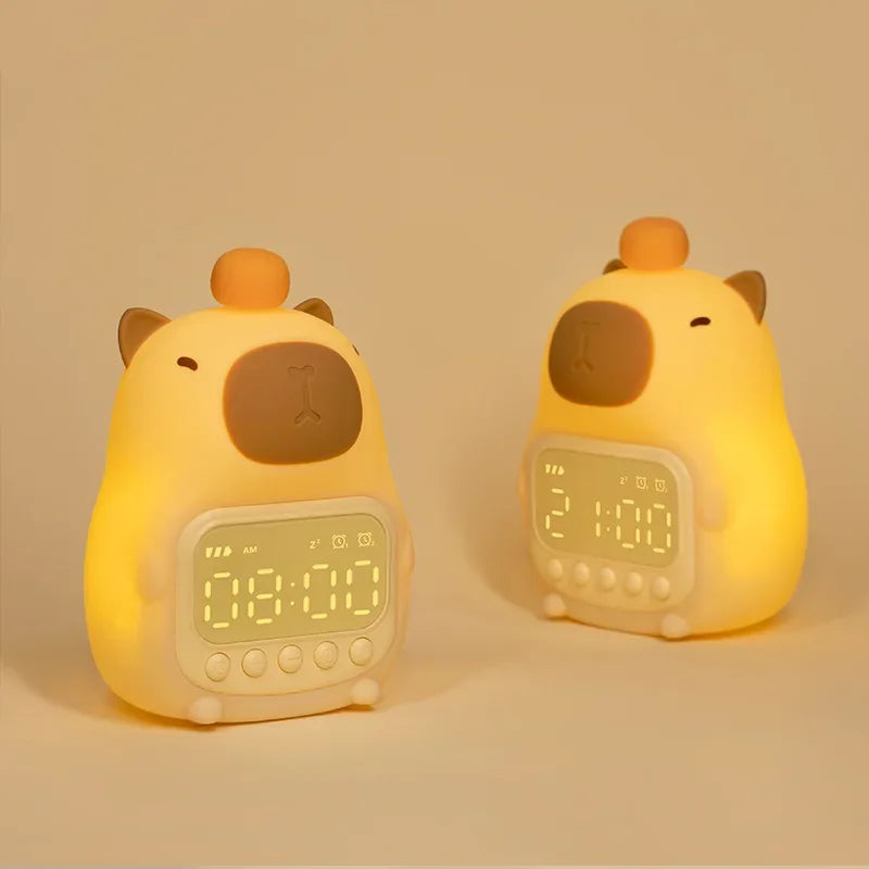 Capybara LED Night Light & Alarm Clock β Silicone USB Rechargeable Lamp