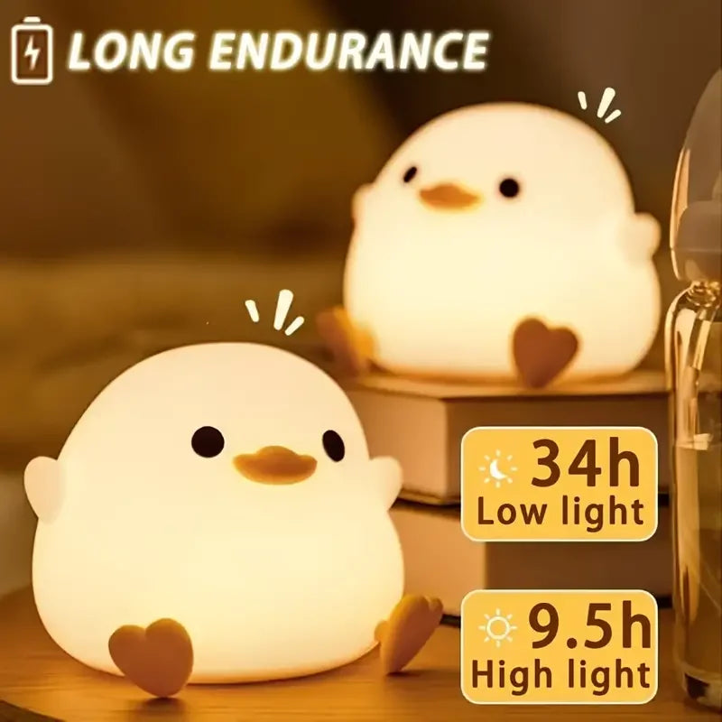 Soft Squishy Duck LED Night Lamp β USB Rechargeable & Gift-Ready
