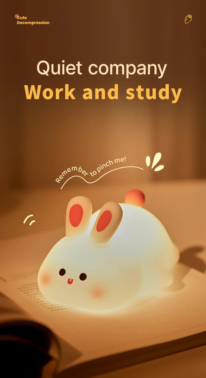 Soft Silicone Rabbit Night Lamp β Cute Cartoon Touch Light for Kids & Nursery Gift