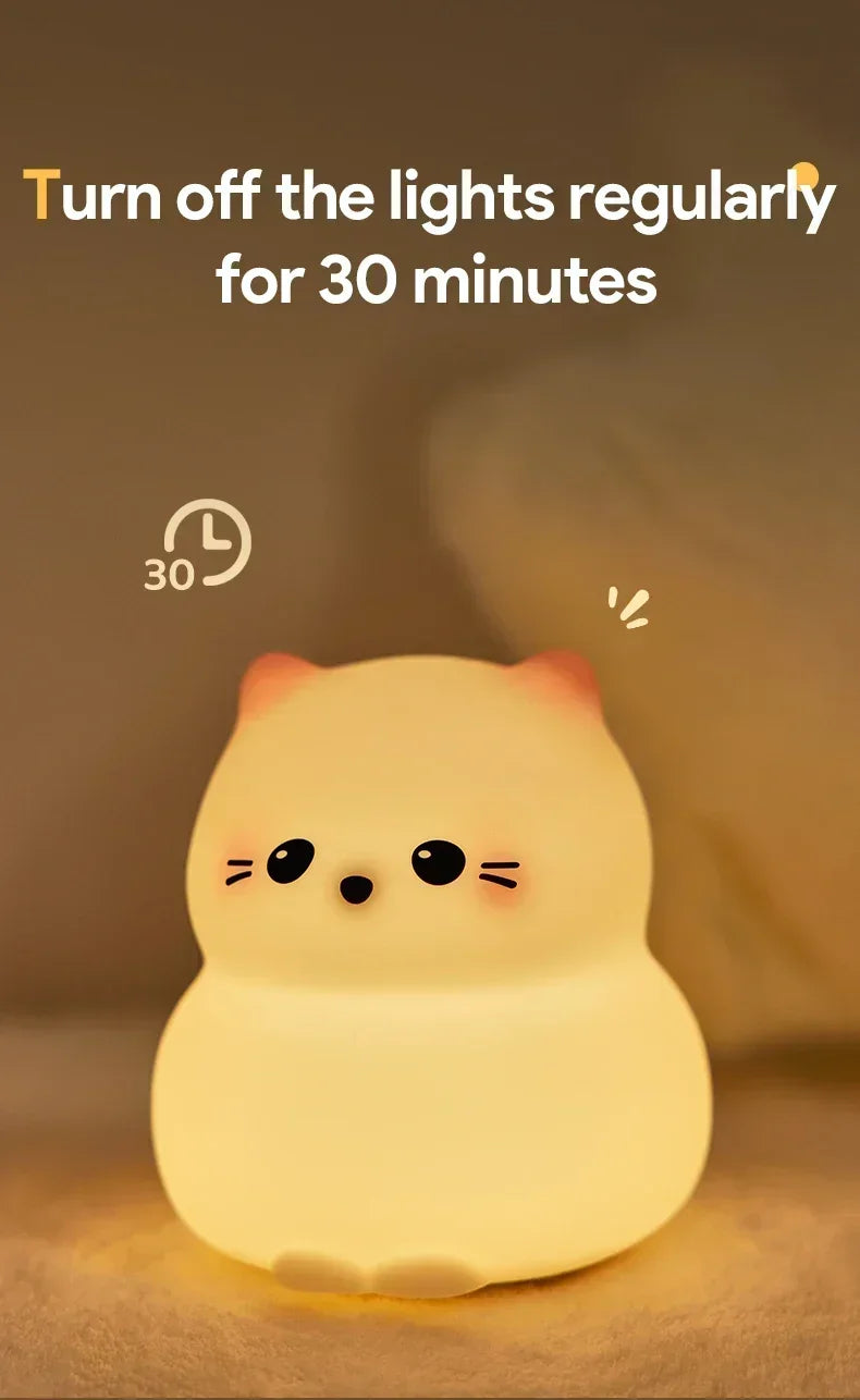 Cat LED Night Light β Soft Silicone Pat Lamp for Kids π±