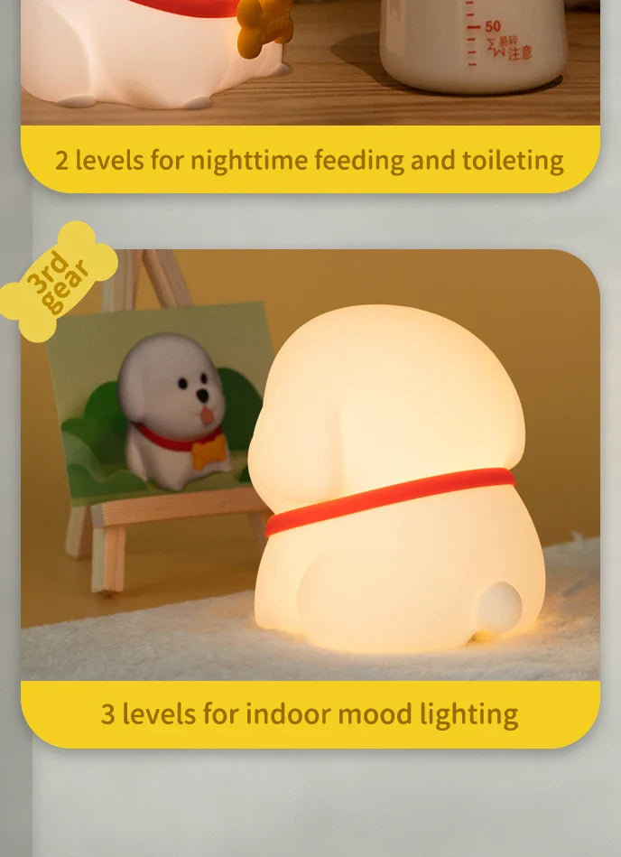Dog LED Night Light β Soft Silicone Multi-Color USB Lamp πΆ