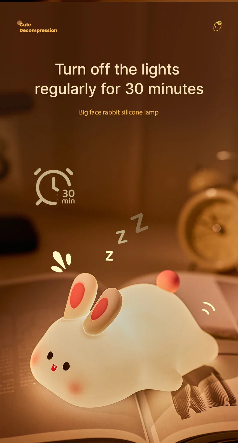Soft Silicone Rabbit Night Lamp β Cute Cartoon Touch Light for Kids & Nursery Gift
