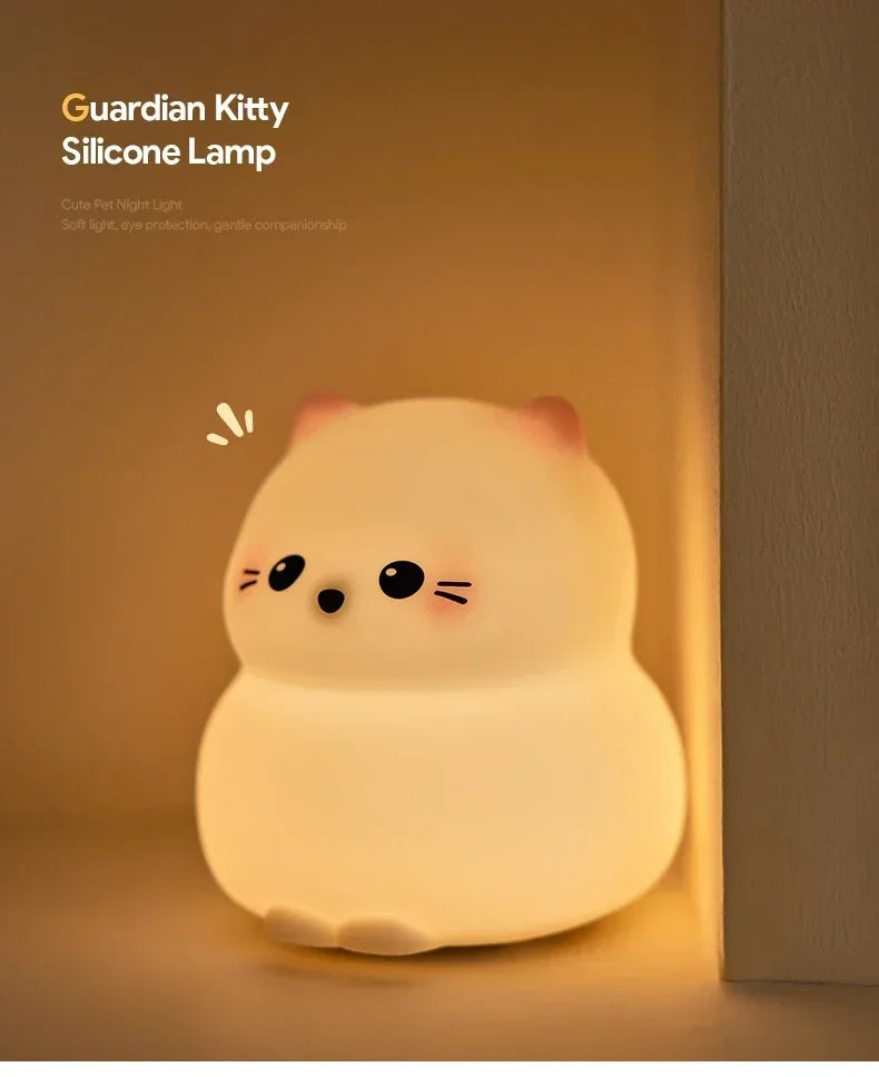 Cat LED Night Light β Soft Silicone Pat Lamp for Kids π±