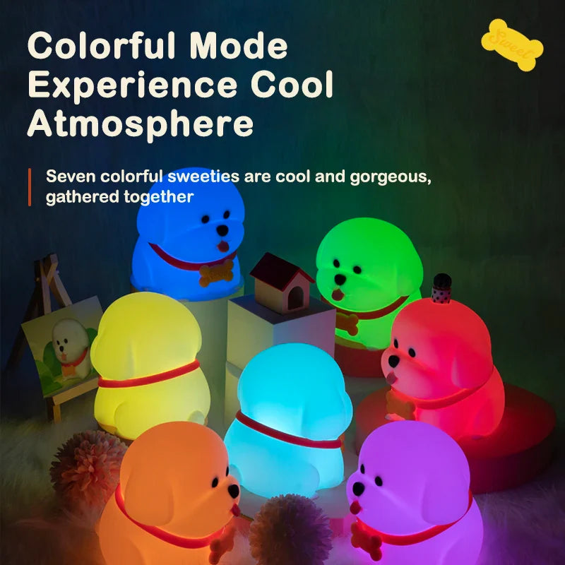 Dog LED Night Light β Soft Silicone Multi-Color USB Lamp πΆ