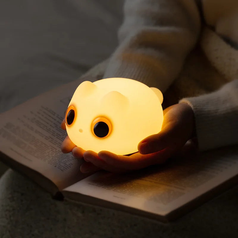 3D Cat LED Night Light – Anime Silicone Touch Lamp USB Rechargeable 🐾