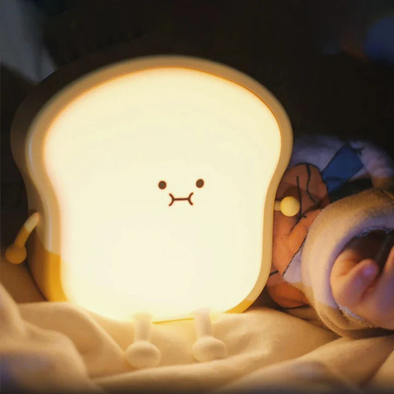 Toast Bread LED Night Light β Touch Sensor Silicone USB Lamp with Phone Holder π