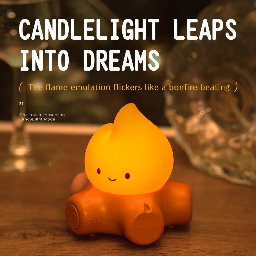 Campfire LED Night Light – Creative Bedside & Desk Lamp 🔥