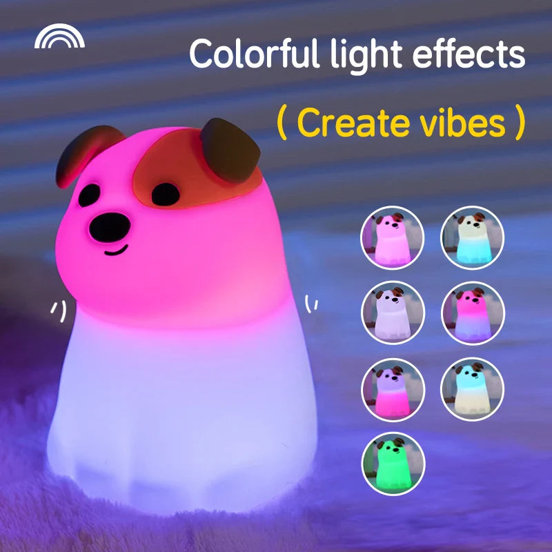 Dog LED Night Light β Rechargeable Squishy Silicone Lamp for Kids πΆ