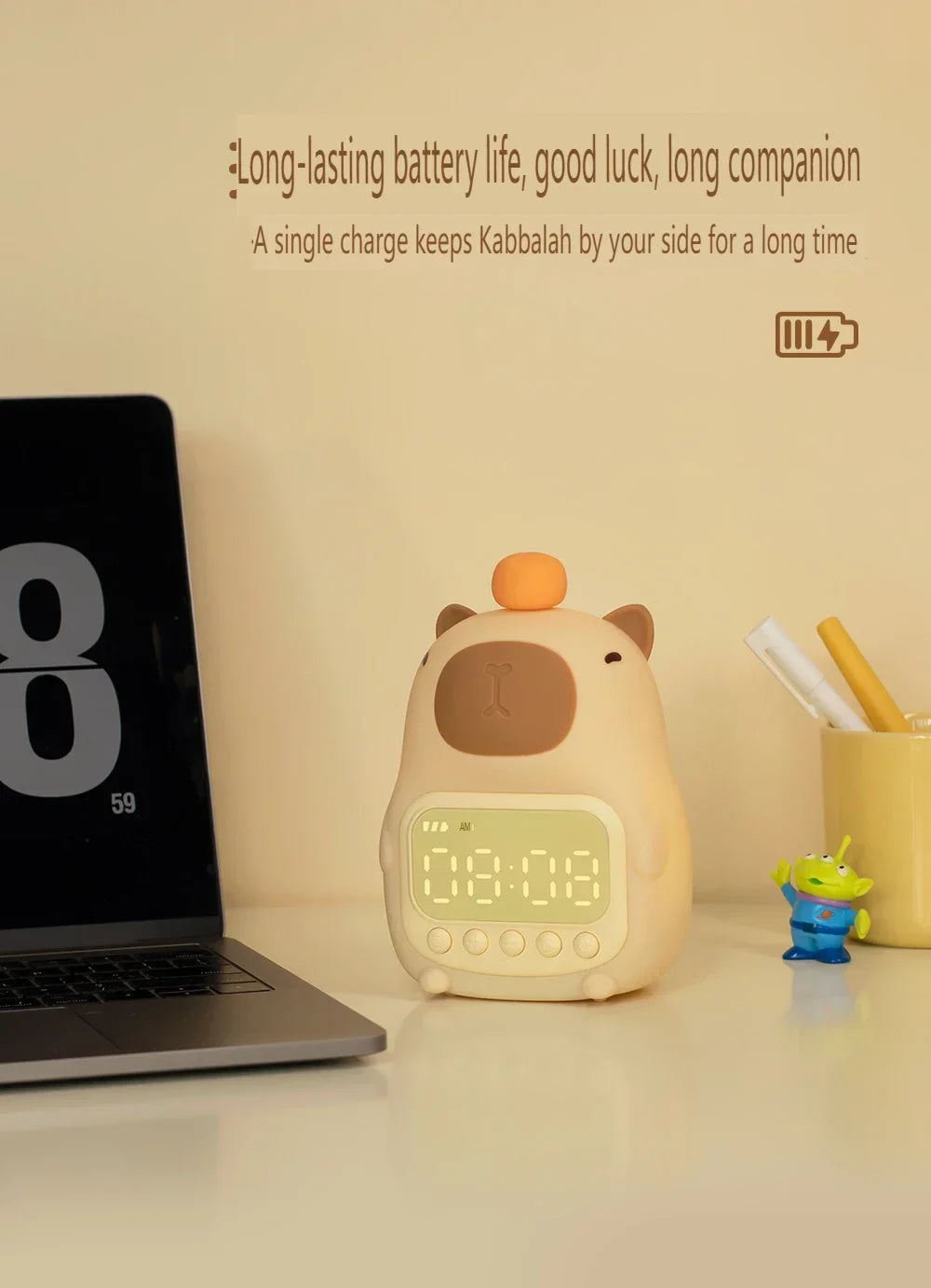 Capybara LED Night Light & Alarm Clock β Silicone USB Rechargeable Lamp