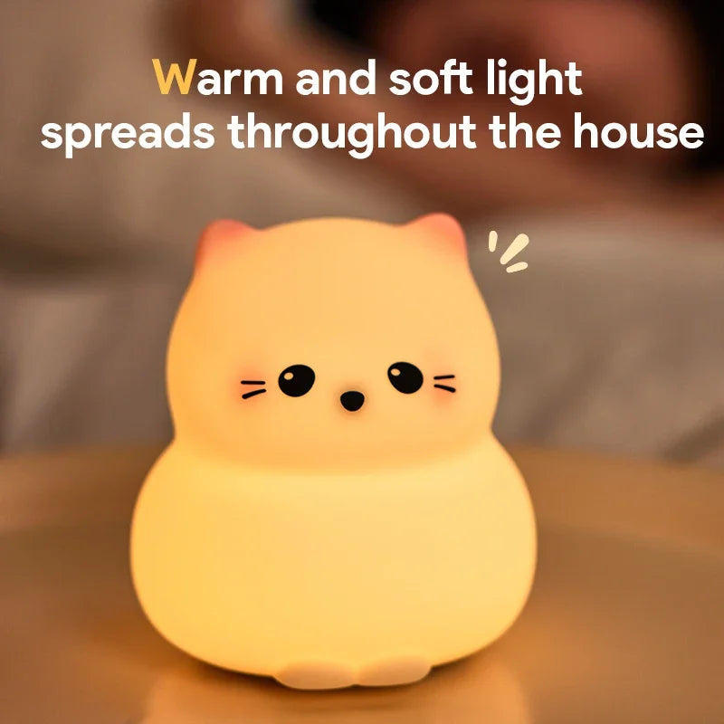 Cat LED Night Light β Soft Silicone Pat Lamp for Kids π±