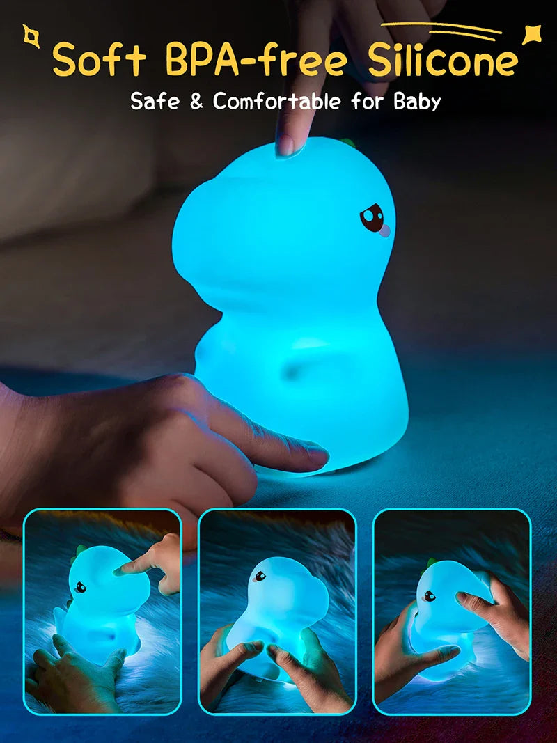 Dinosaur LED Night Light β Touch Sensor Color-Changing Silicone Lamp π¦