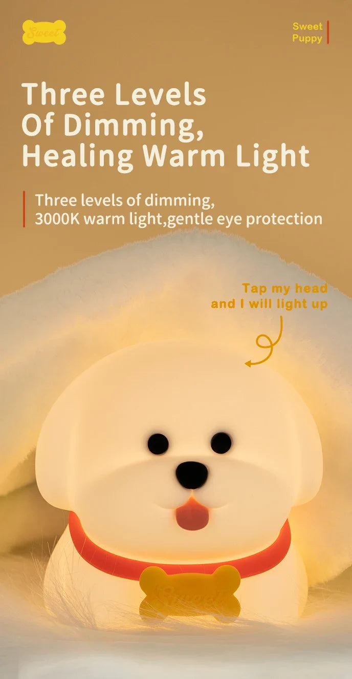 Dog LED Night Light β Soft Silicone Multi-Color USB Lamp πΆ