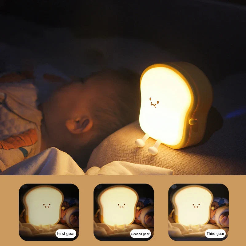 Toast Bread LED Night Light β Touch Sensor Silicone USB Lamp with Phone Holder π