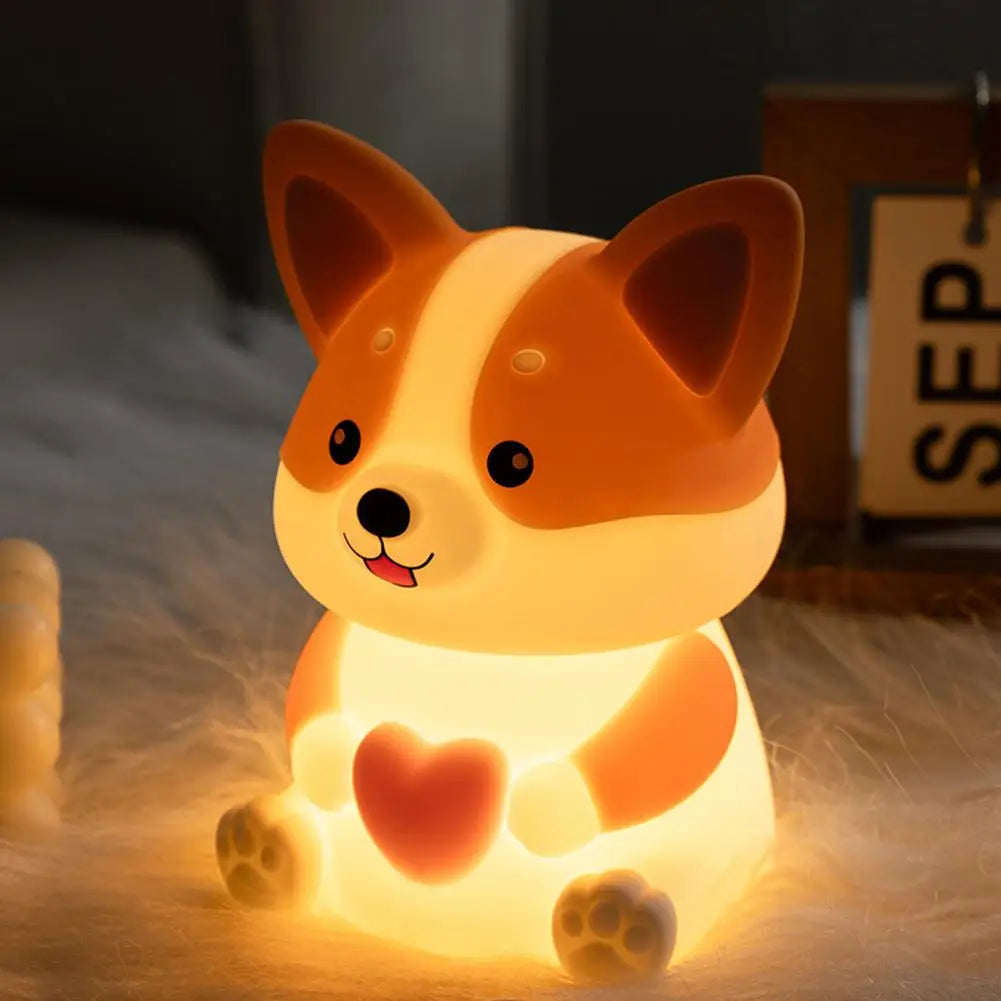 Corgi LED Night Light β 3-Mode Silicone USB Lamp for Kids πΆ