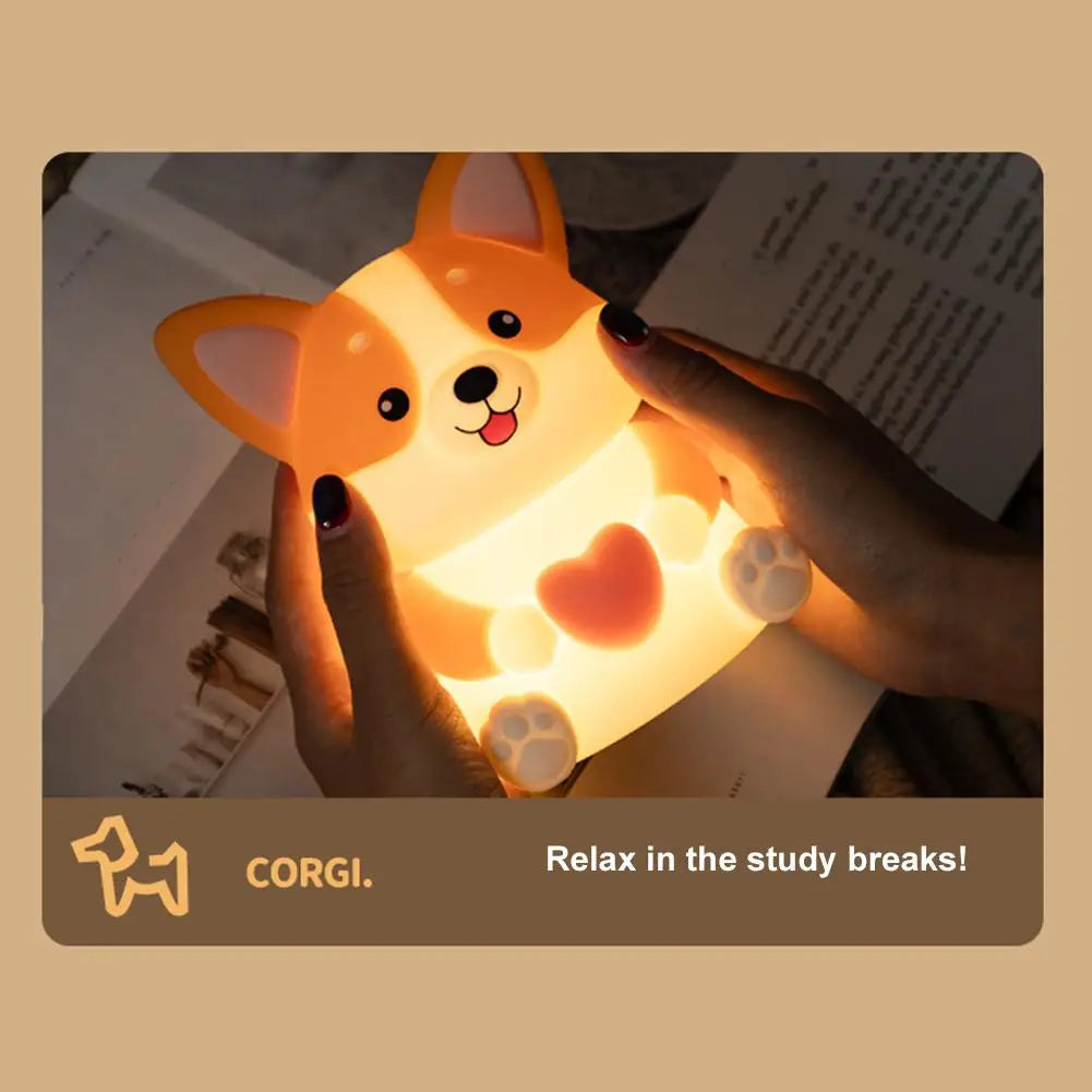 Corgi LED Night Light β 3-Mode Silicone USB Lamp for Kids πΆ