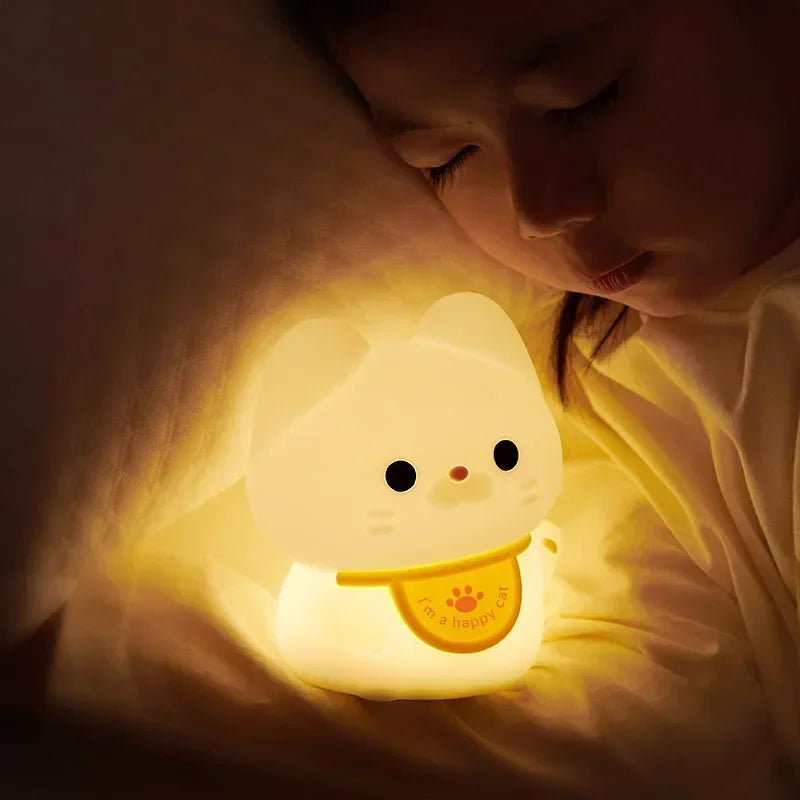 Lucky Cat LED Night Light β Touch Sensor USB Rechargeable Lamp π±