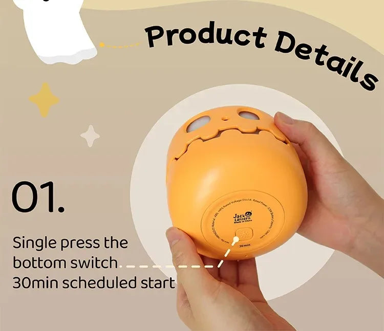 Pumpkin LED Night Light β Timed Brightness Adjustable Desktop Lamp π