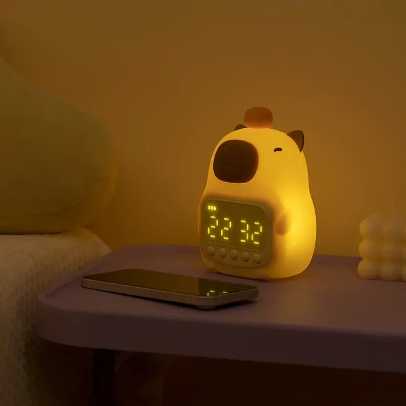 Capybara LED Night Light & Alarm Clock β Silicone USB Rechargeable Lamp