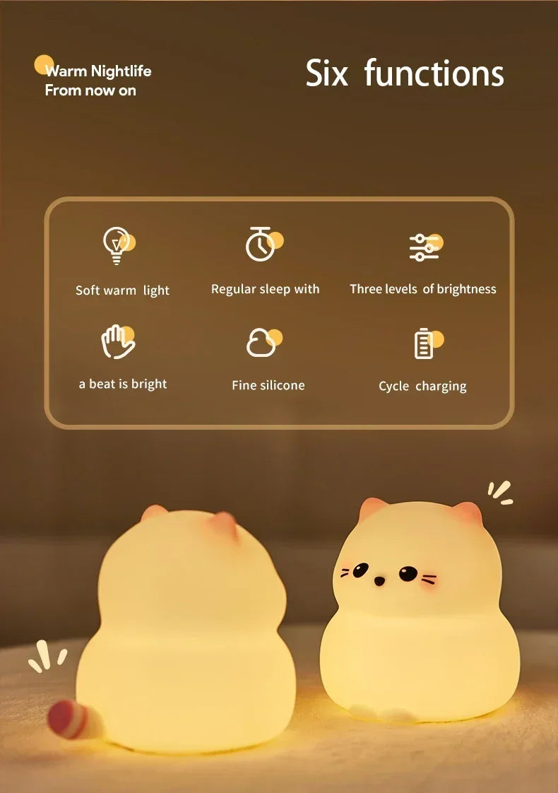 Cat LED Night Light β Soft Silicone Pat Lamp for Kids π±