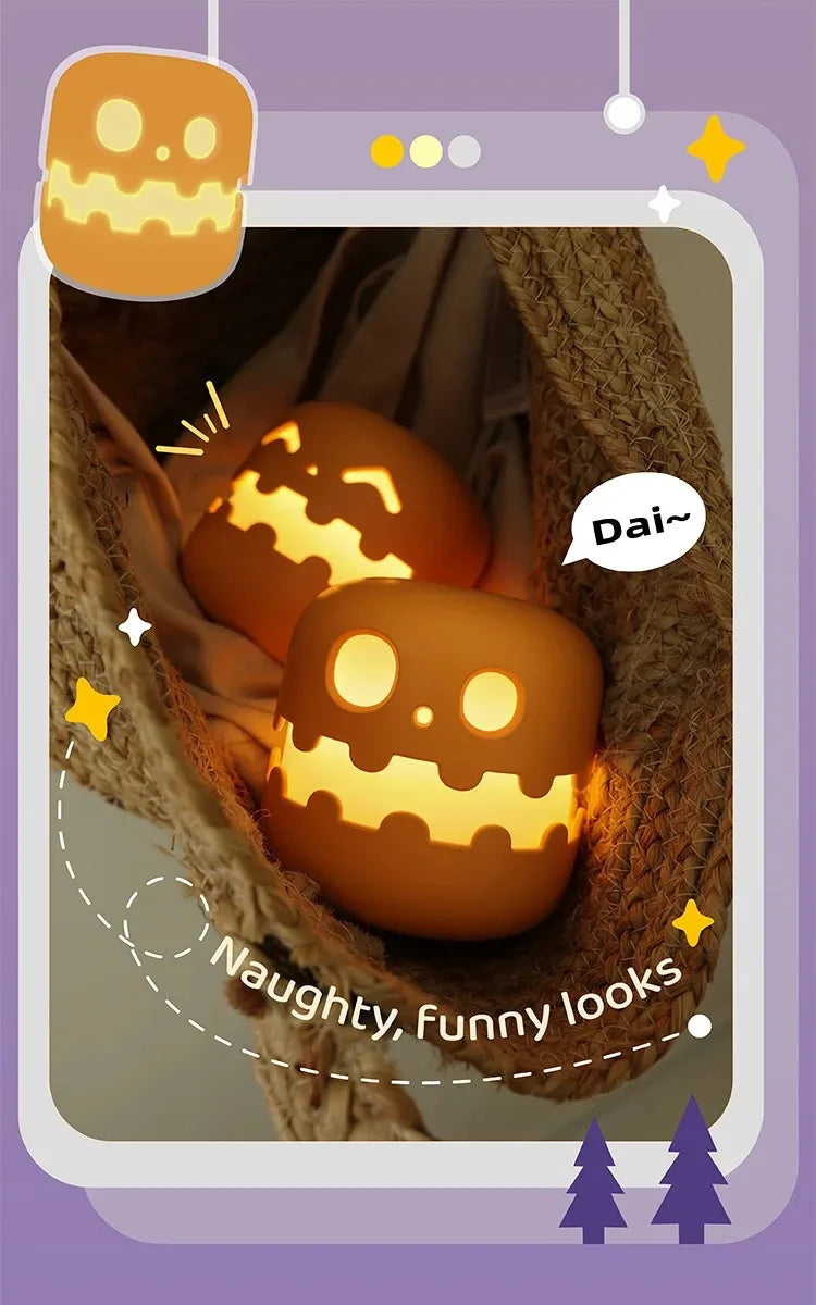 Pumpkin LED Night Light β Timed Brightness Adjustable Desktop Lamp π
