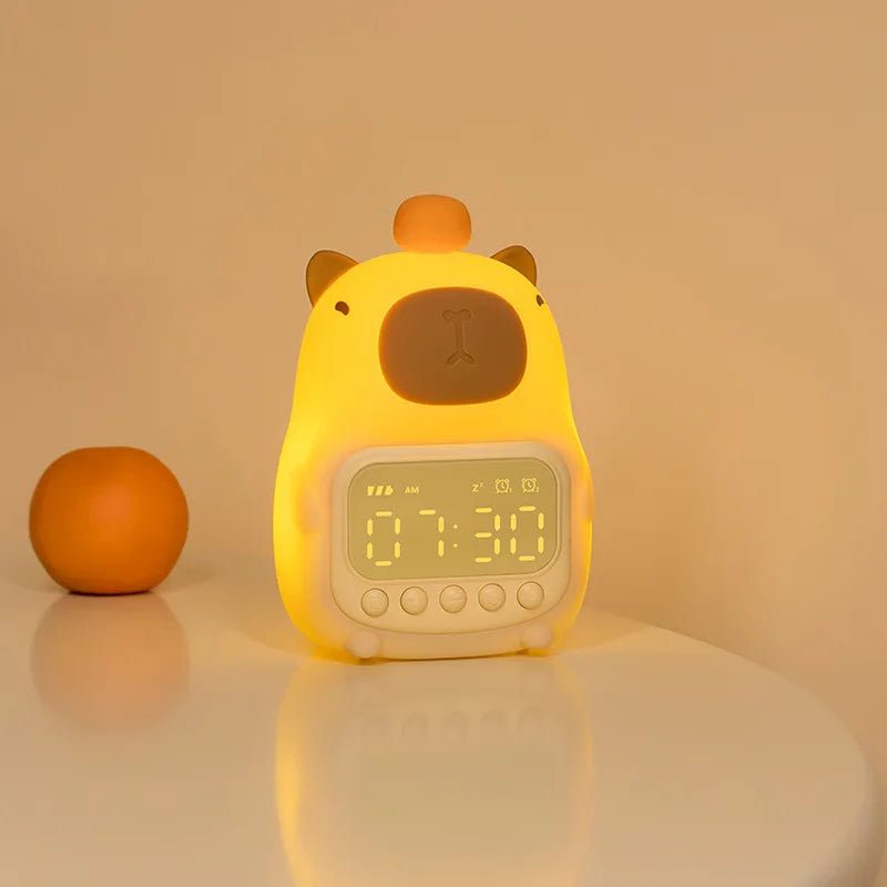 Capybara LED Night Light & Alarm Clock β Silicone USB Rechargeable Lamp